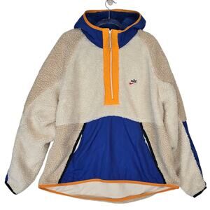 Nike Hoodie Pullover Half Zip Fleece & Nylon Color Block Mesh Lining Vintage XXL